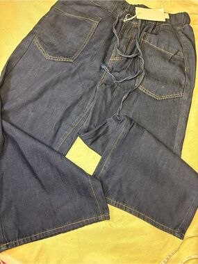 Roswear Women’s Dark Blue Drawstring Jeans.